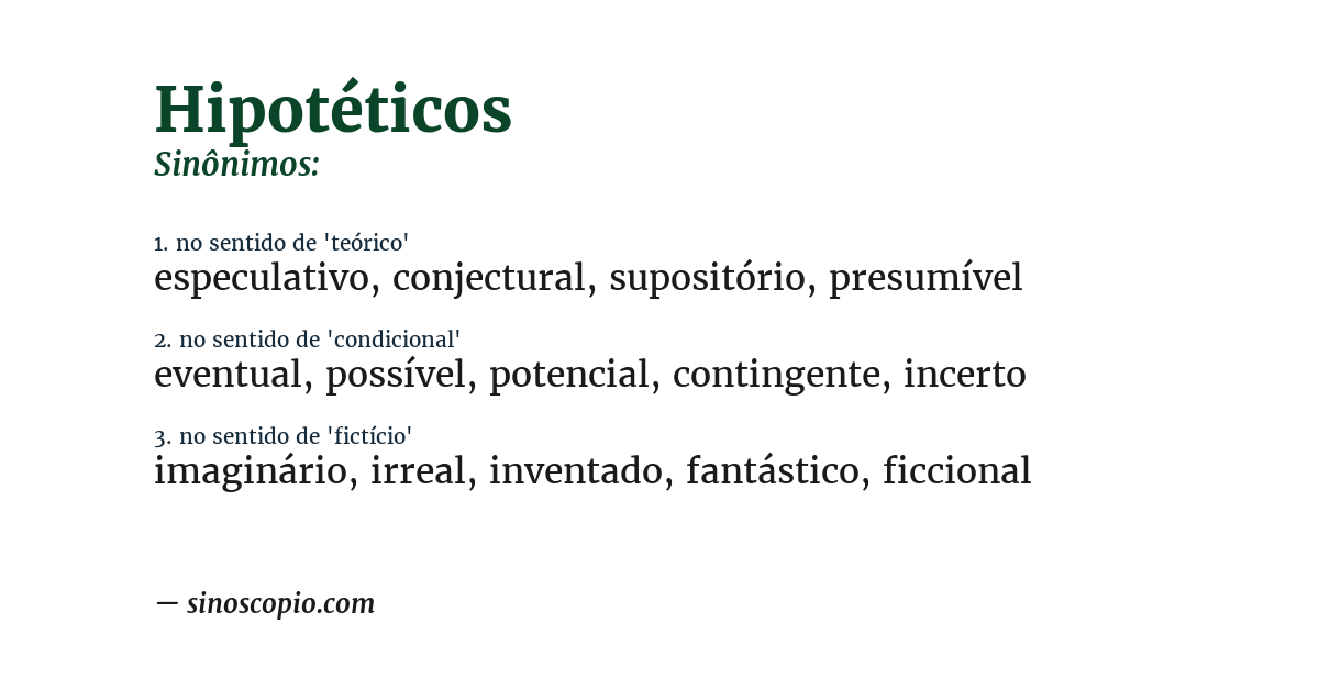 Sinônimo de hipotéticos