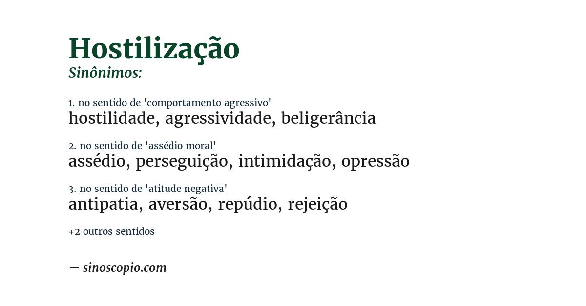 Sinônimo de hostilização