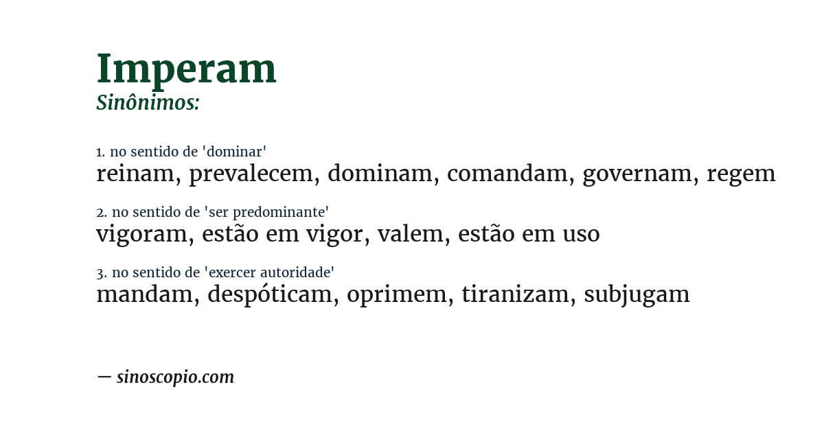 Sinônimo de imperam