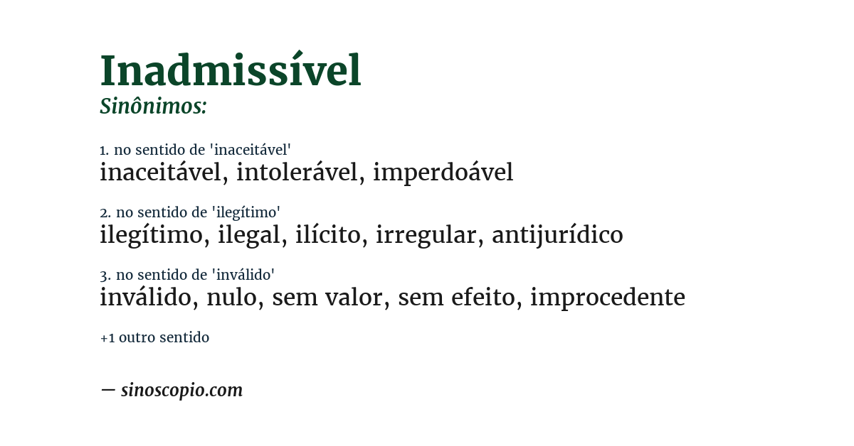 Sinônimo de inadmissível