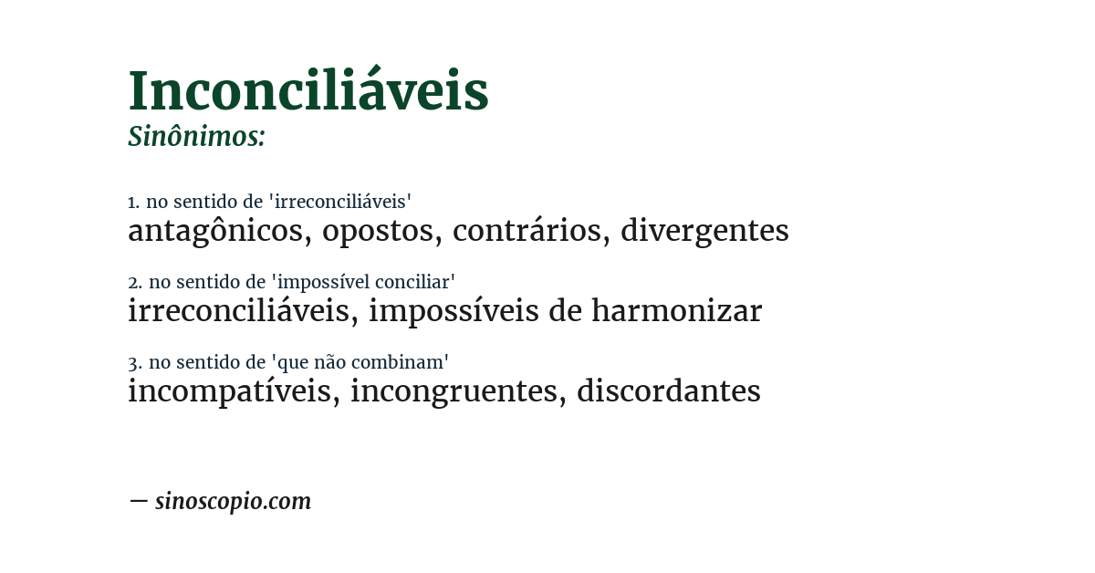 Sinônimo de inconciliáveis