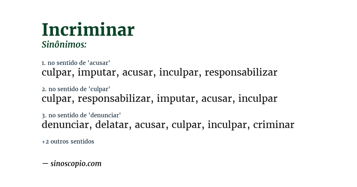 Sinônimo de incriminar