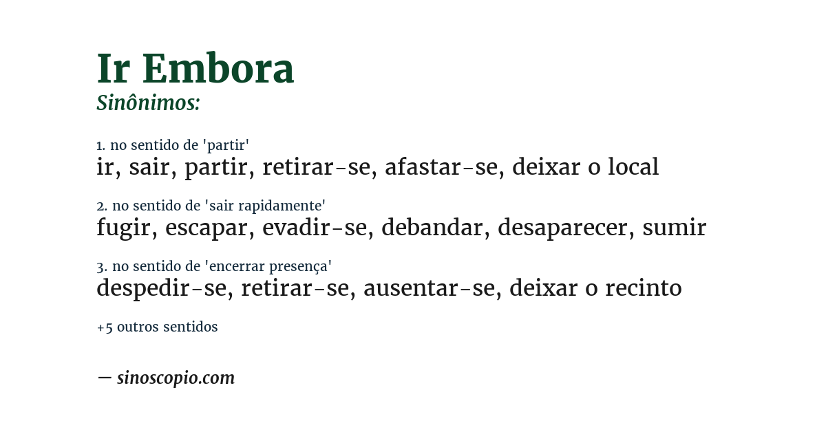 Sinônimo de ir embora