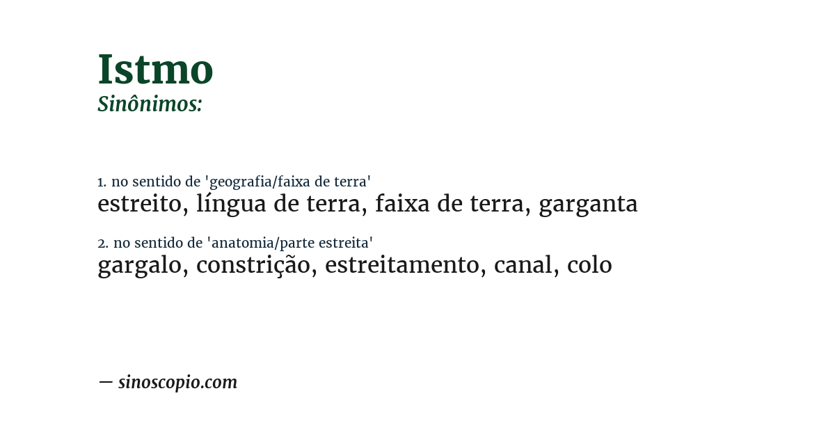Sinônimo de istmo
