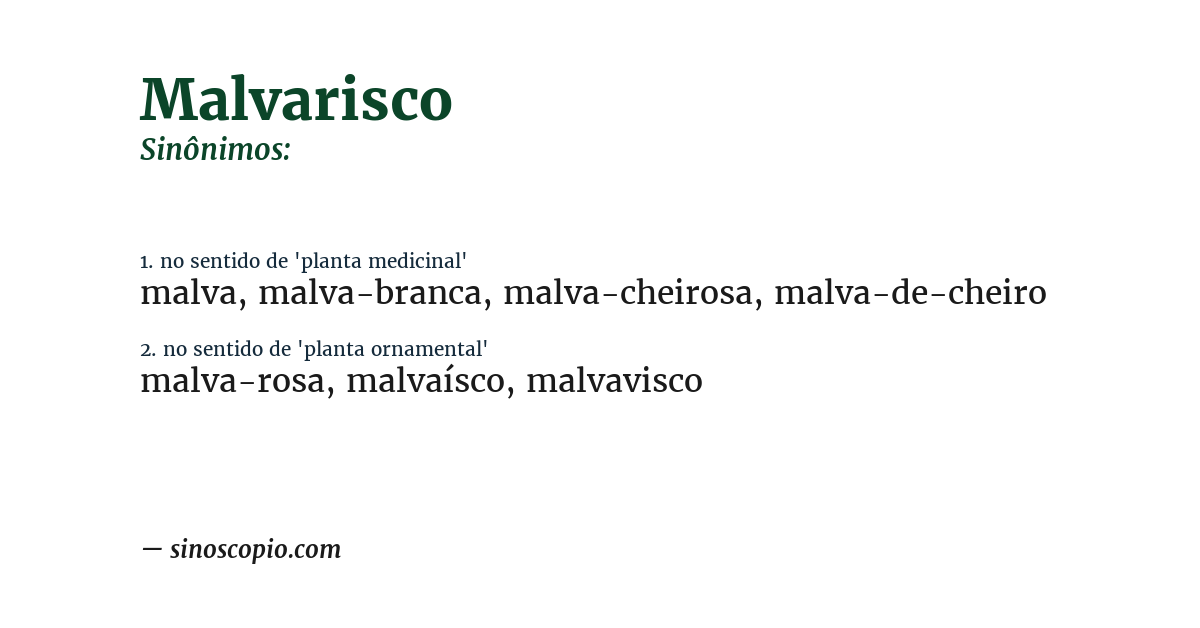 Sinônimo de malvarisco