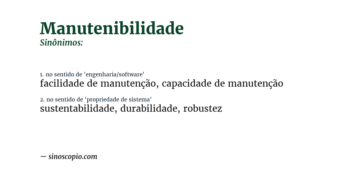 Sinônimo de manutenibilidade