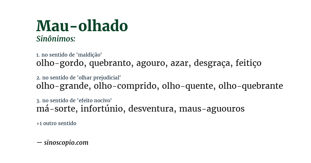 Sinônimo de mau-olhado