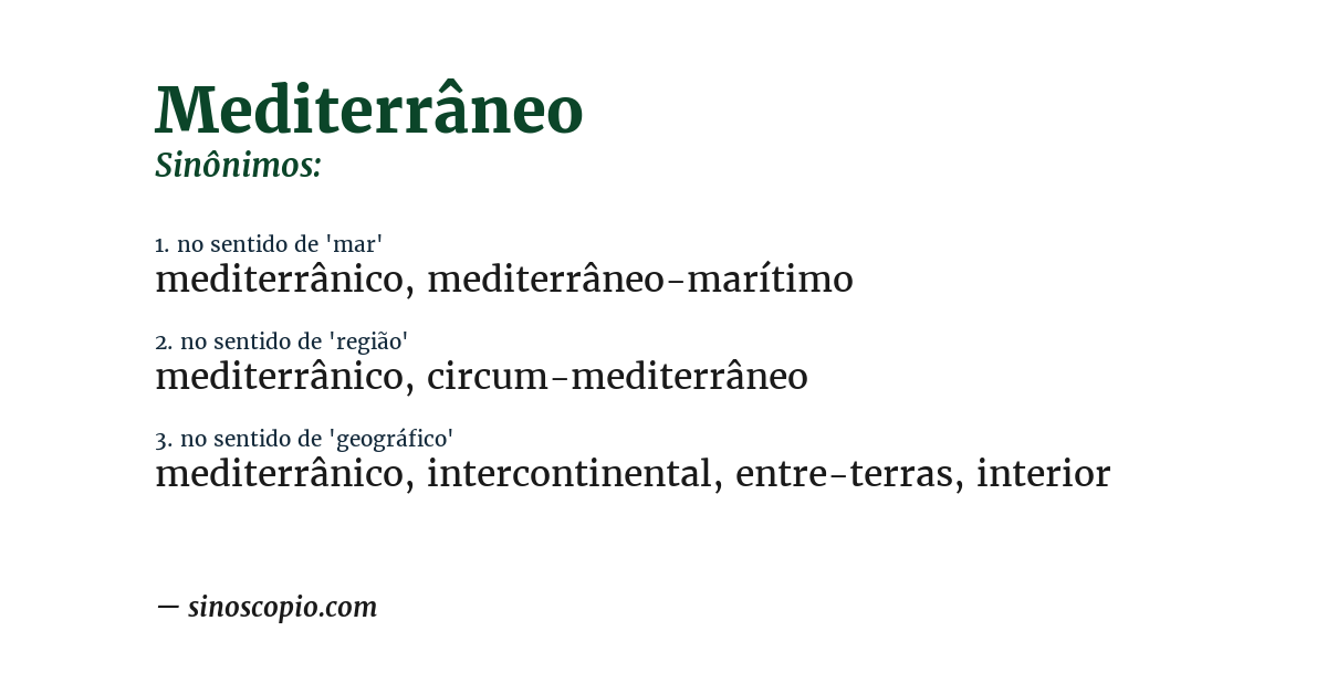 Sinônimo de mediterrâneo