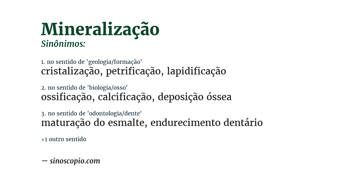 Sinônimo de mineralização