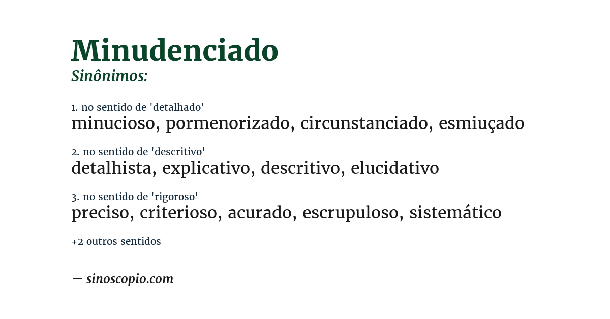 Sinônimo de minudenciado