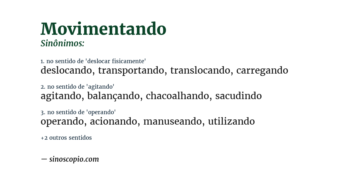 Sinônimo de movimentando