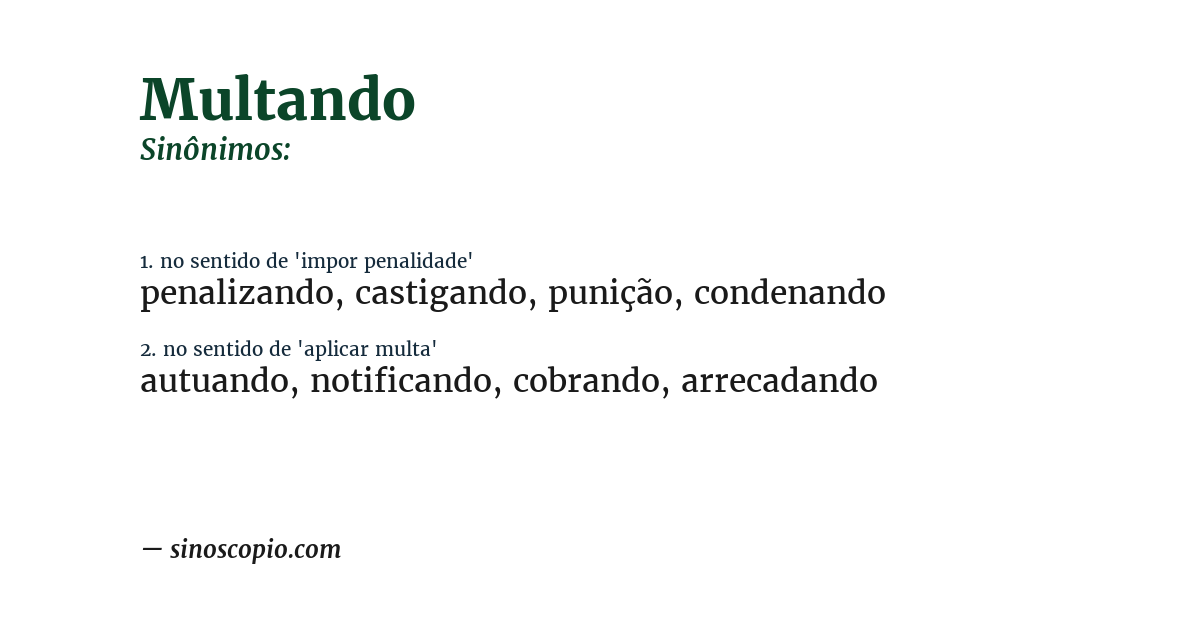 Sinônimo de multando
