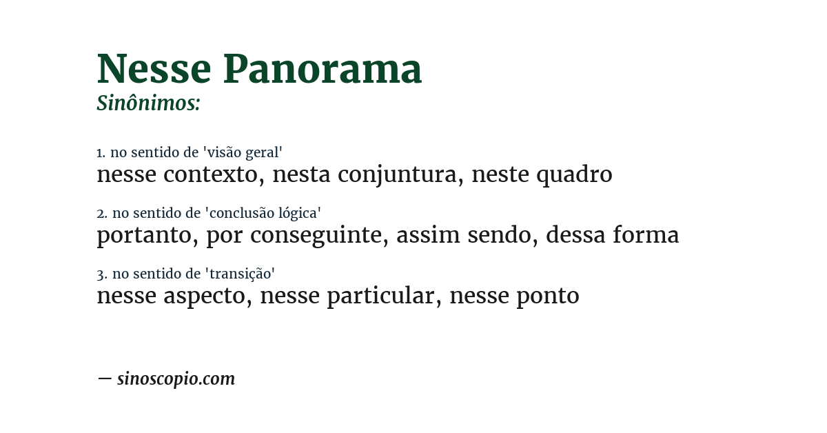 Sinônimo de nesse panorama