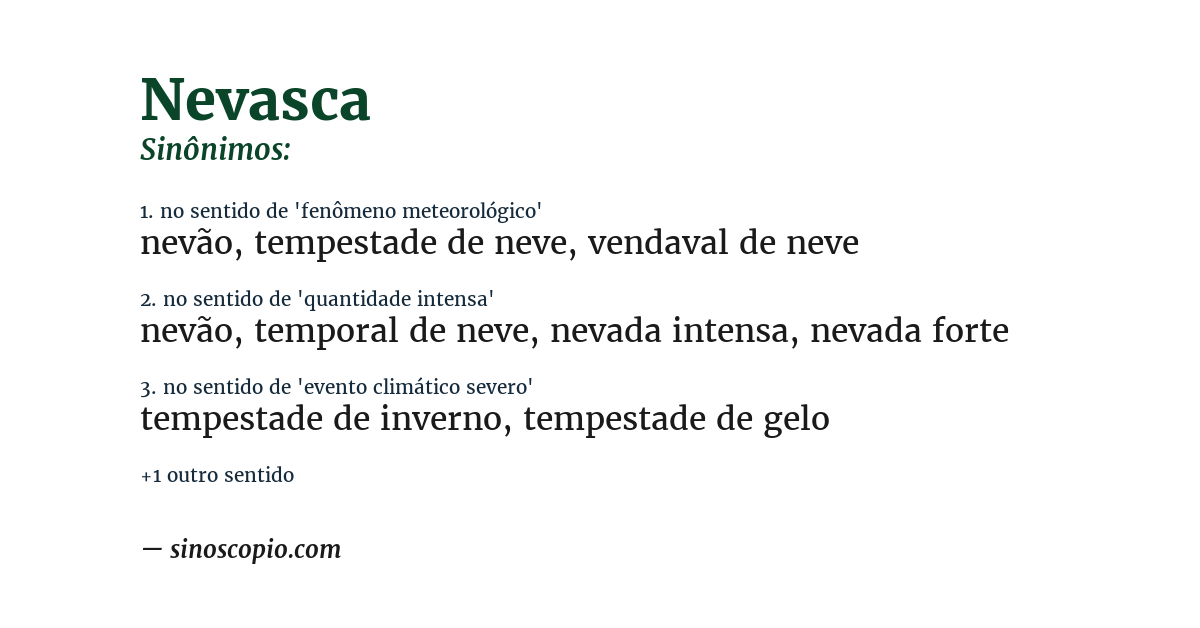 Sinônimo de nevasca
