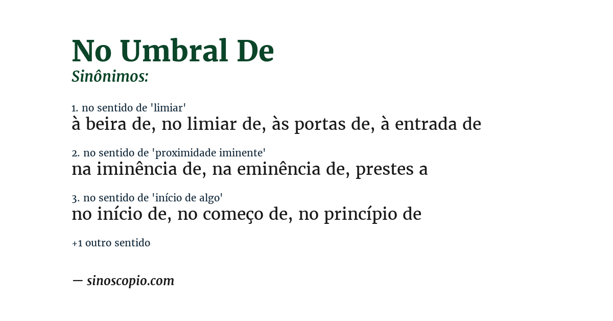Sinônimo de no umbral de