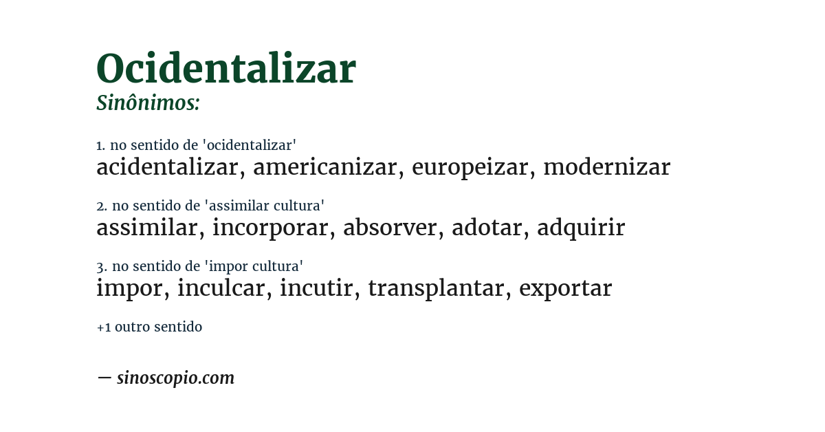 Sinônimo de ocidentalizar