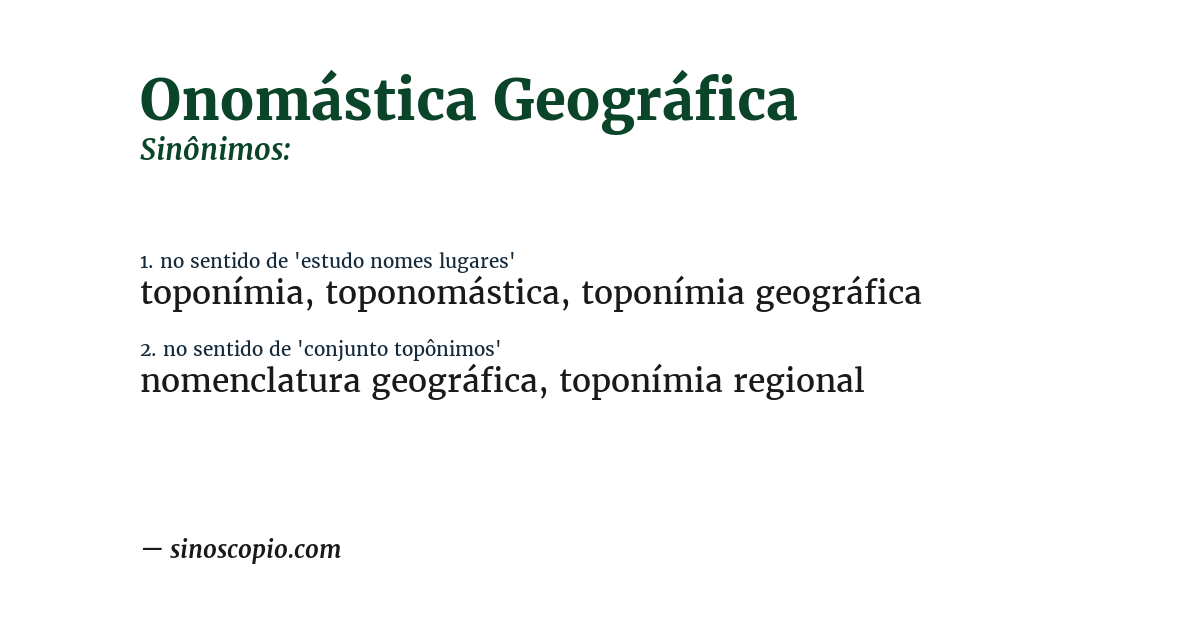 Sinônimo de onomástica geográfica