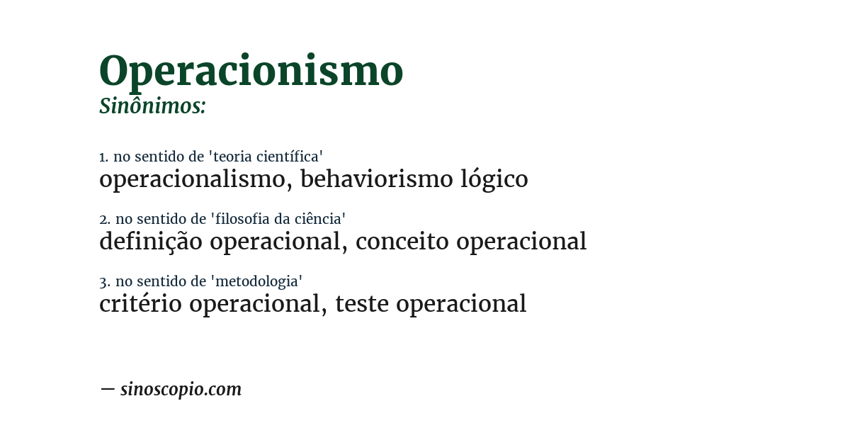 Sinônimo de operacionismo