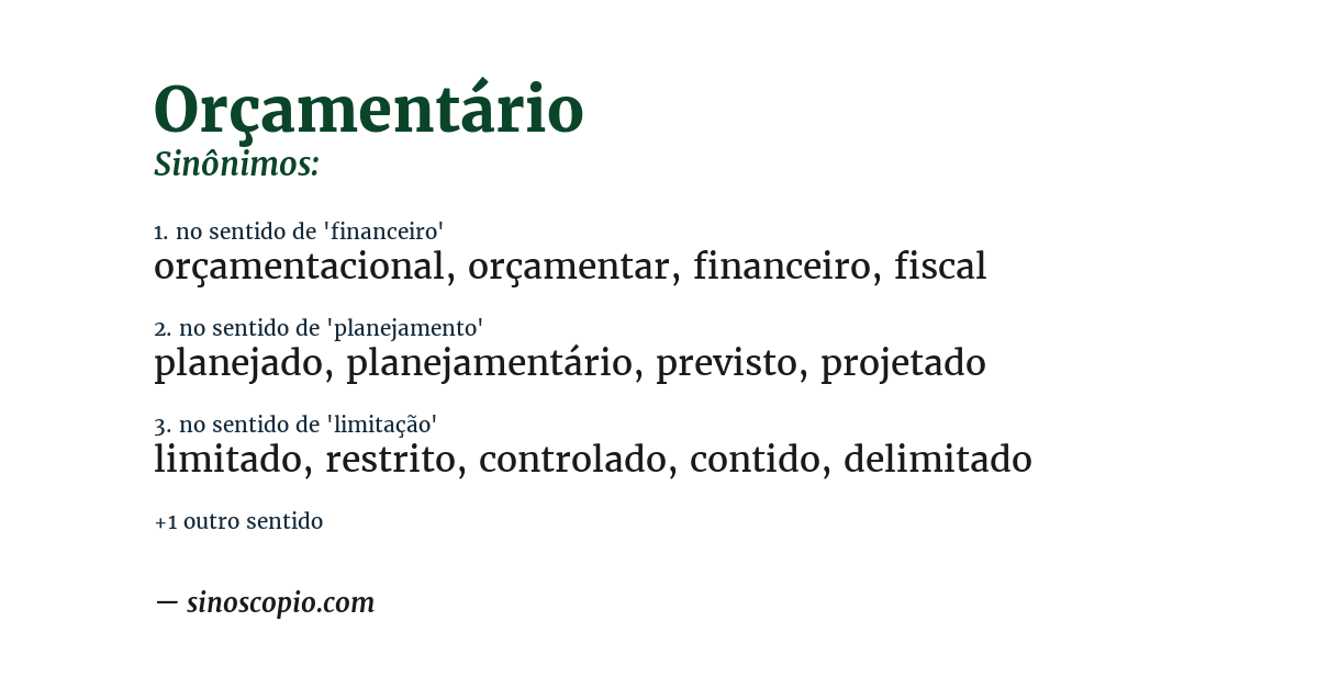 Sinônimo de orçamentário