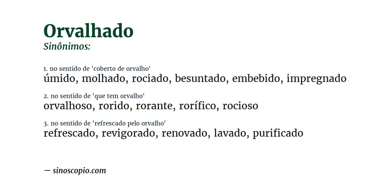 Sinônimo de orvalhado