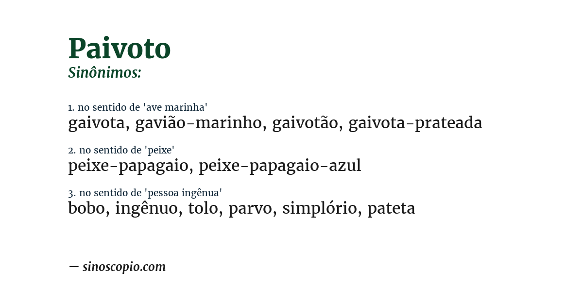 Sinônimo de paivoto