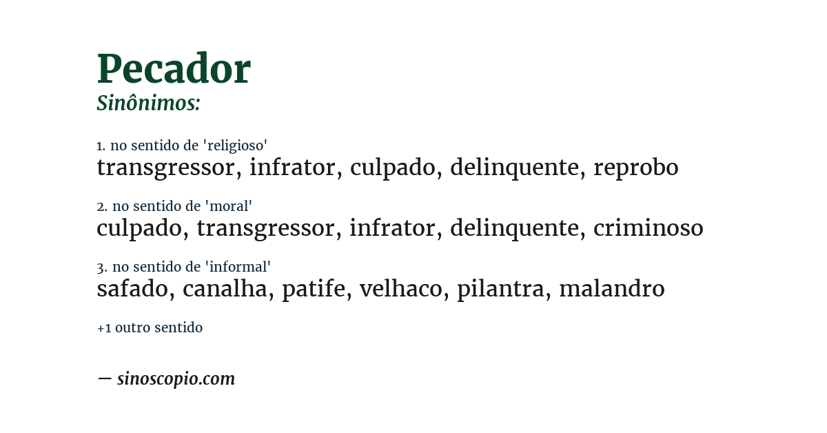 Sinônimo de pecador