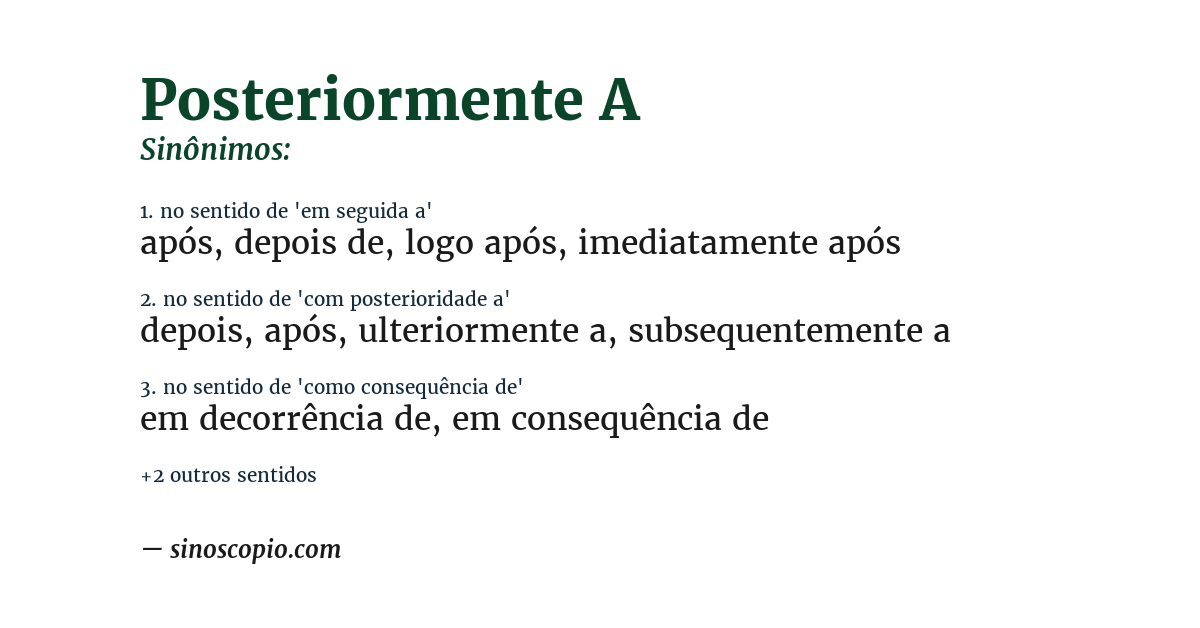 Sinônimo de posteriormente a