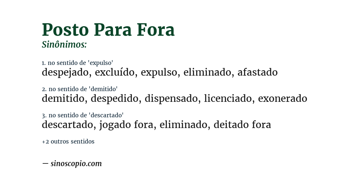 Sinônimo de posto para fora