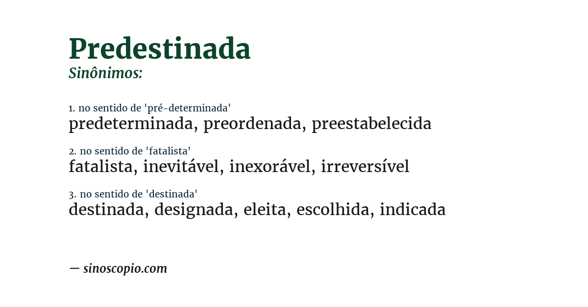 Sinônimo de predestinada