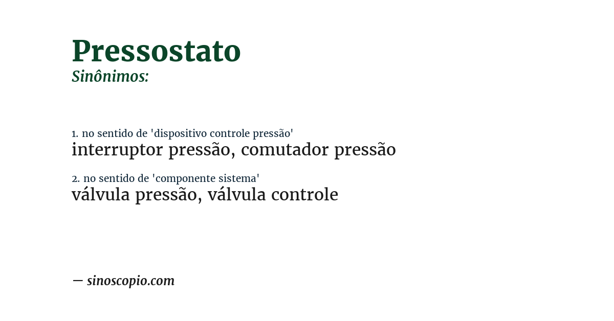 Sinônimo de pressostato