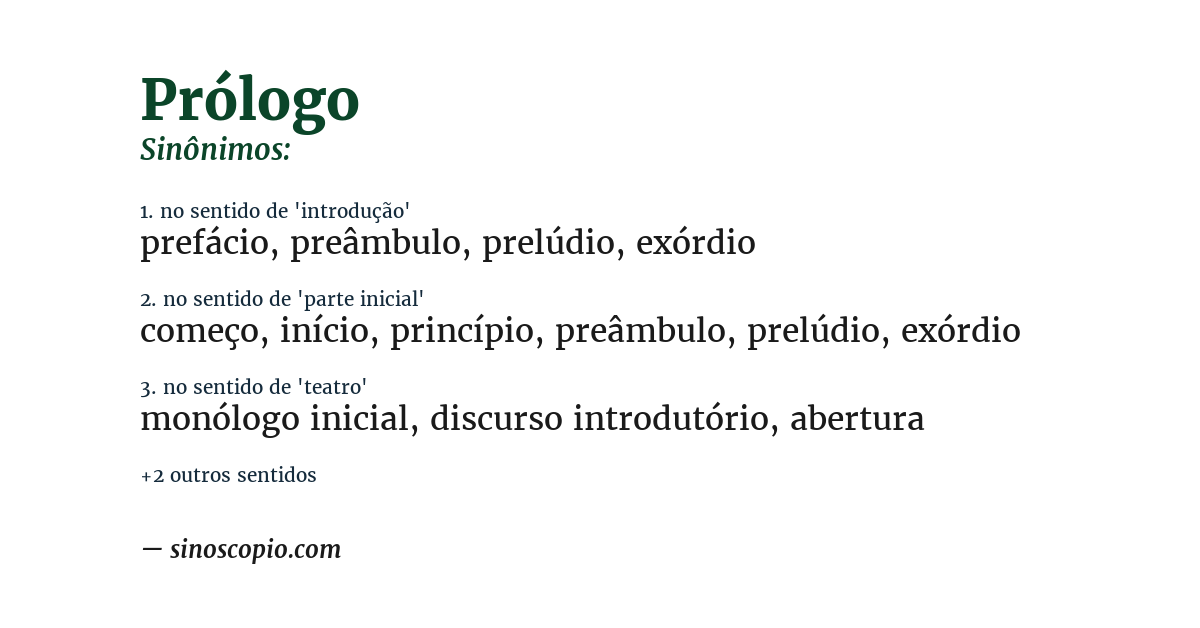 Sinônimo de prólogo