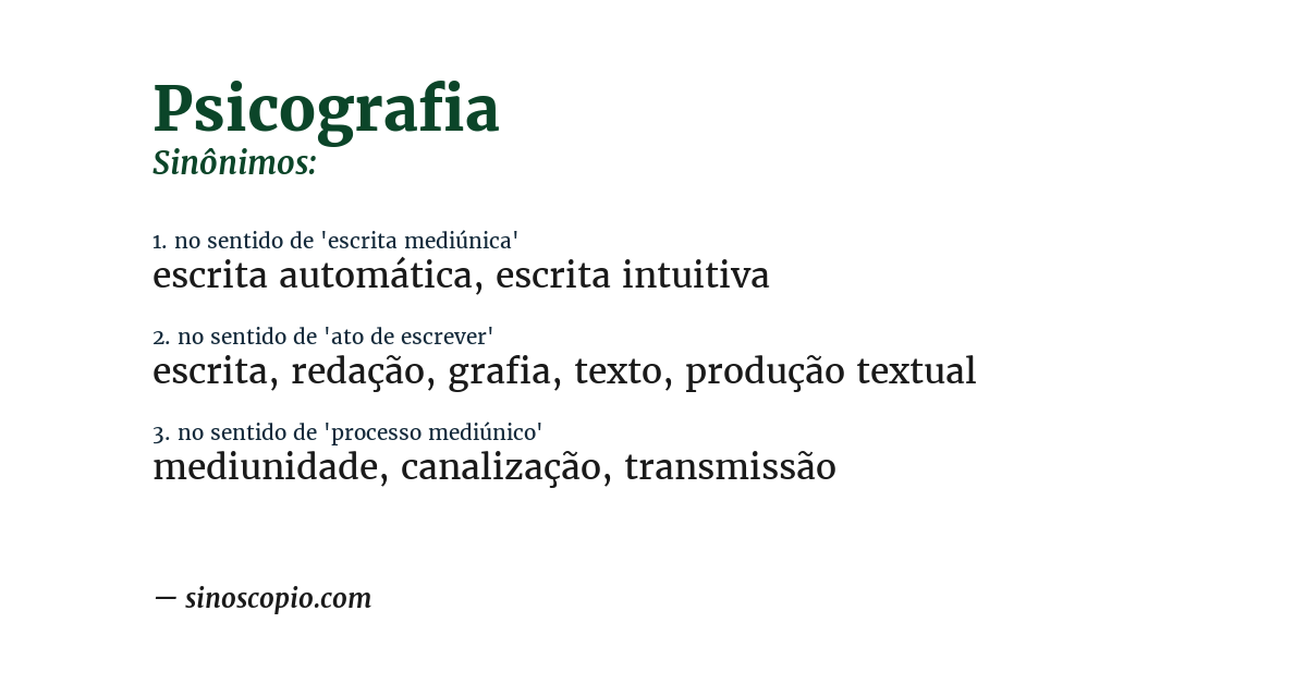 Sinônimo de psicografia
