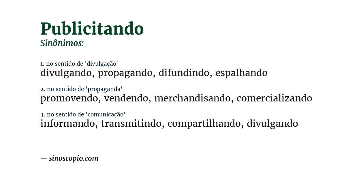 Sinônimo de publicitando