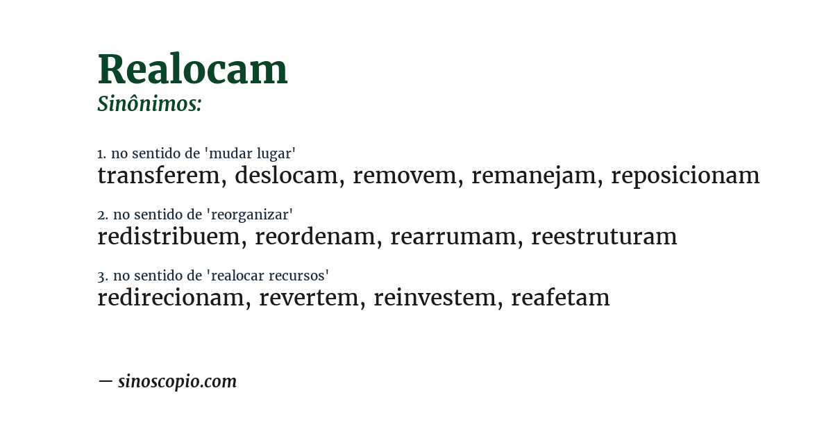 Sinônimo de realocam