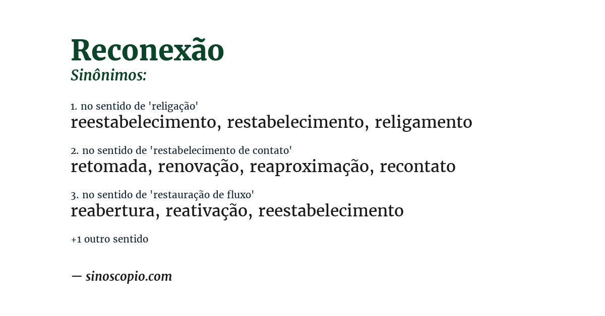 Sinônimo de reconexão