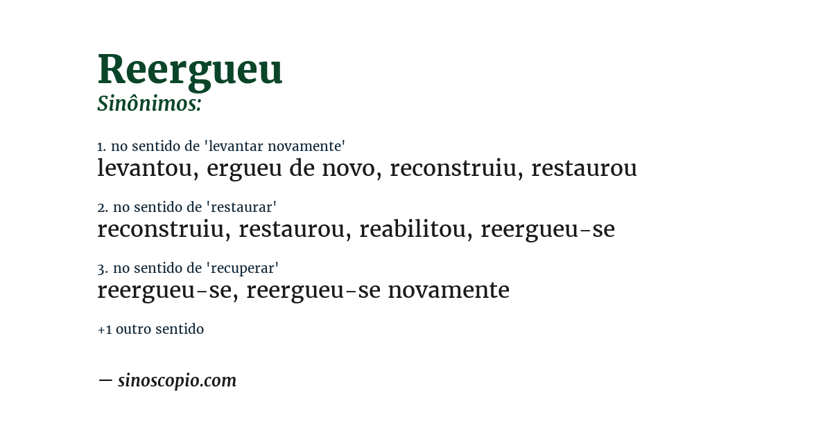 Sinônimo de reergueu