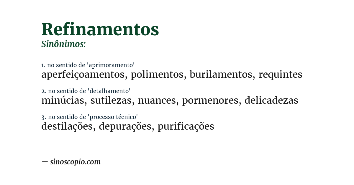 Sinônimo de refinamentos