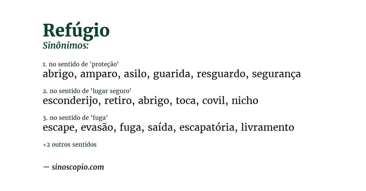 Sinônimo de refúgio