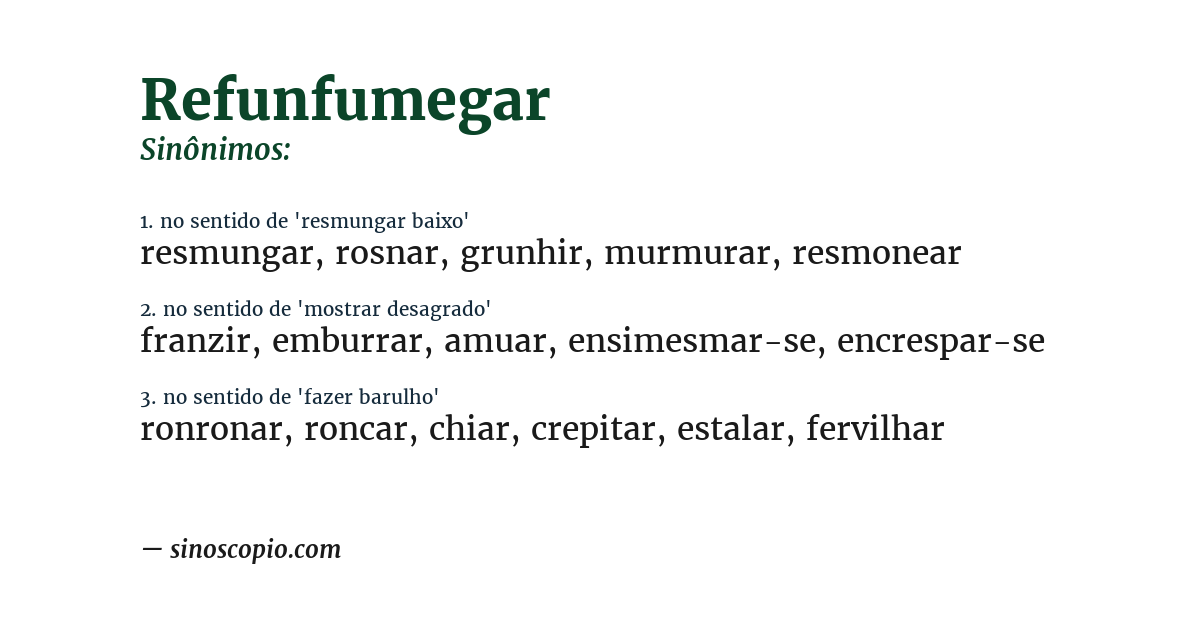 Sinônimo de refunfumegar