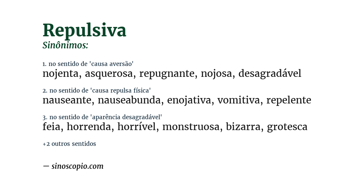 Sinônimo de repulsiva