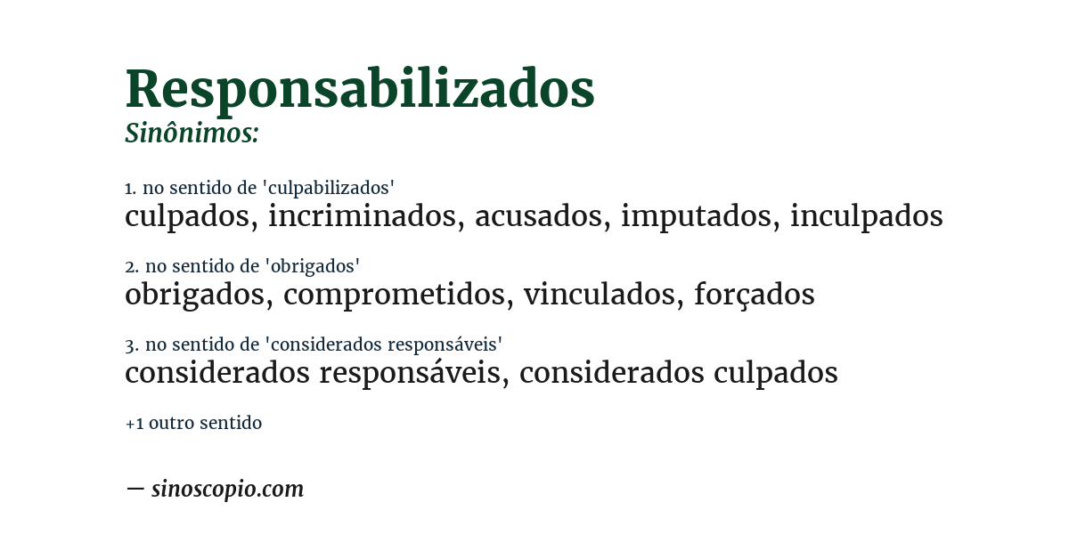 Sinônimo de responsabilizados