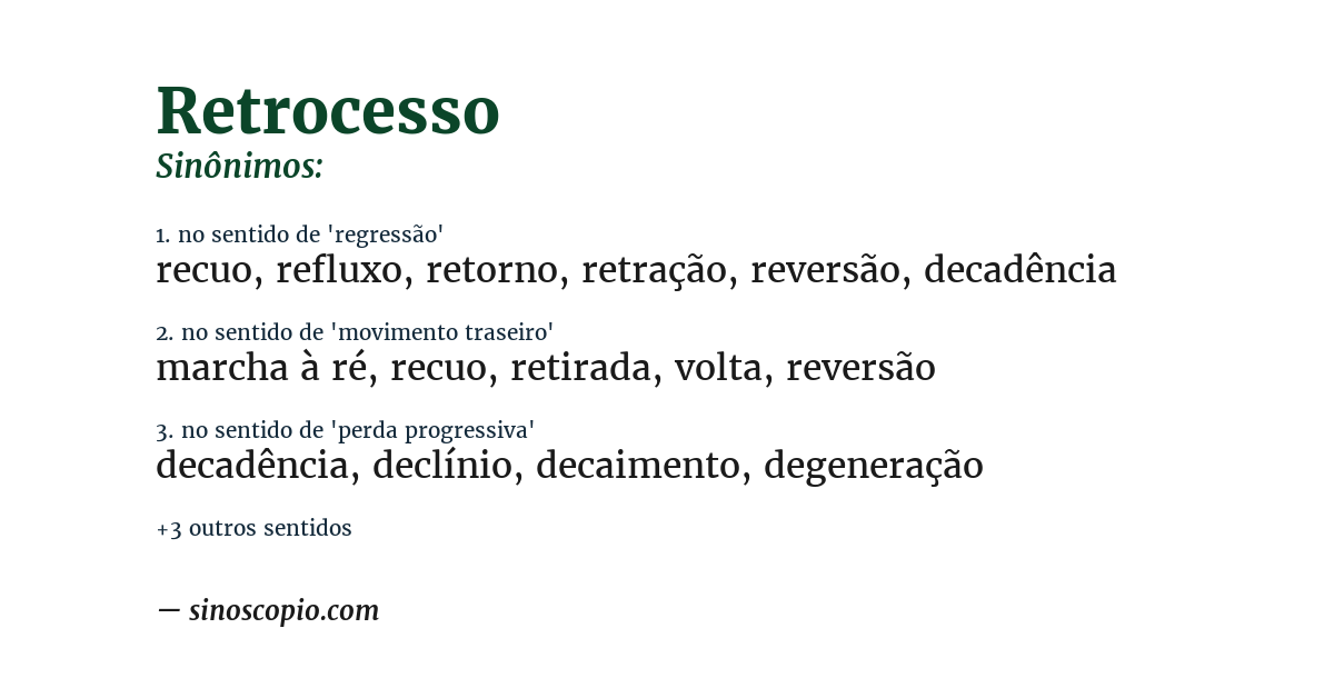 Sinônimo de retrocesso