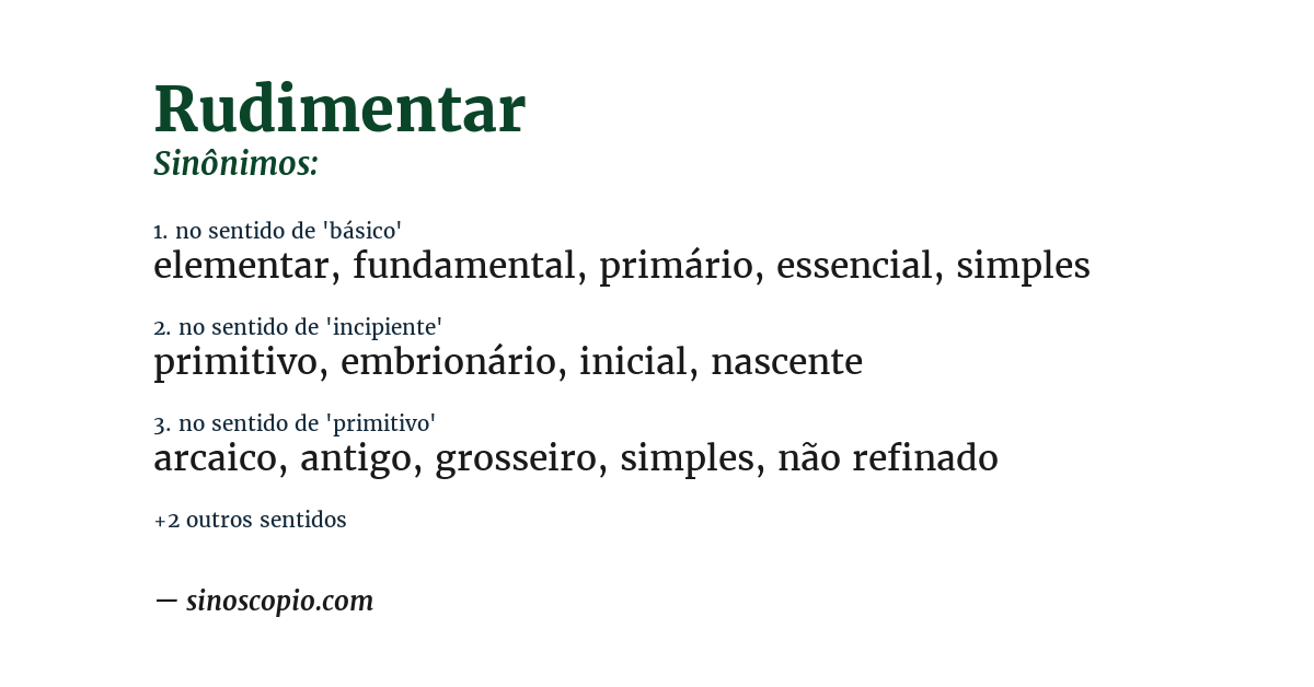 Sinônimo de rudimentar