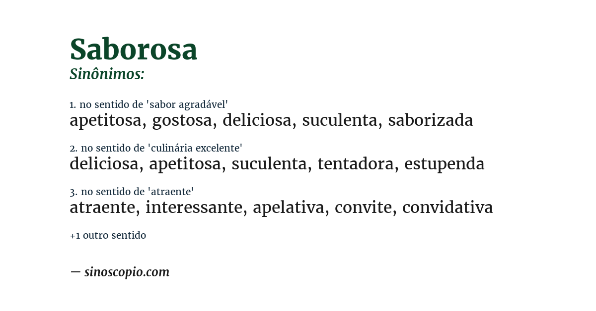 Sinônimo de saborosa
