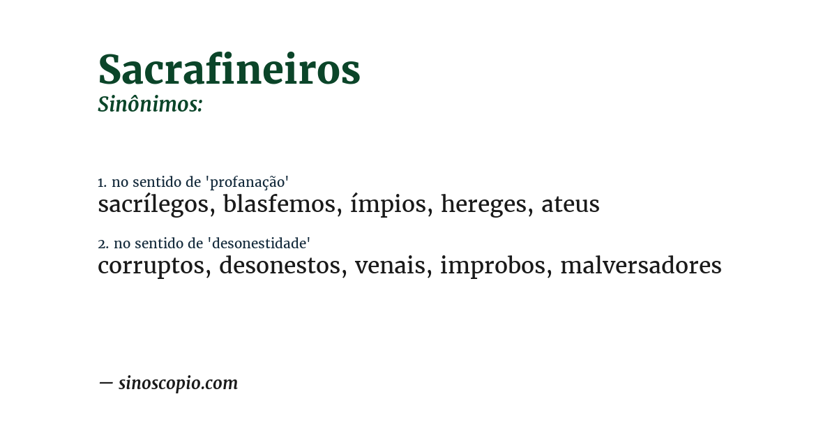 Sinônimo de sacrafineiros