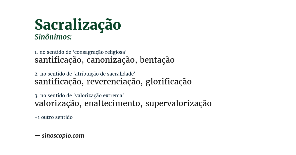 Sinônimo de sacralização