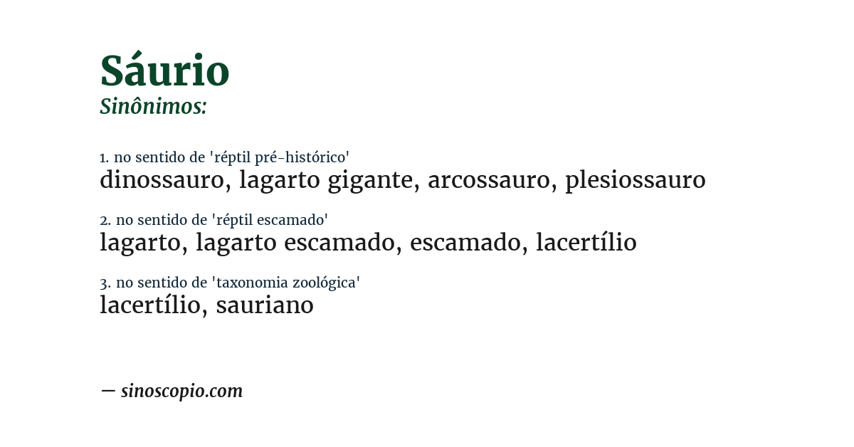 Sinônimo de sáurio
