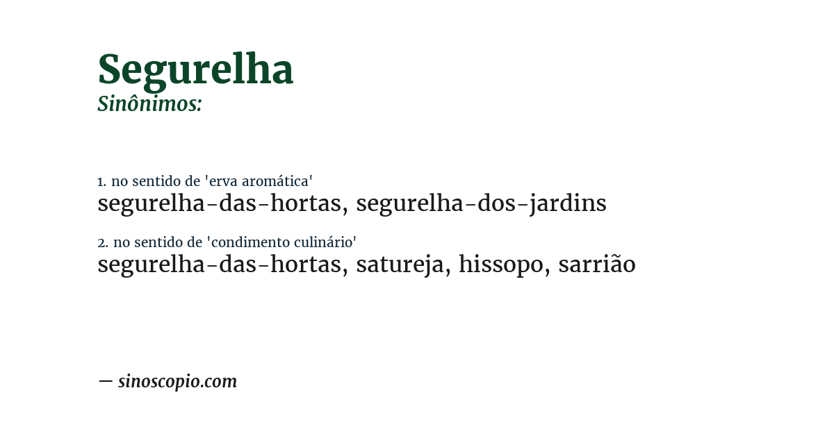 Sinônimo de segurelha