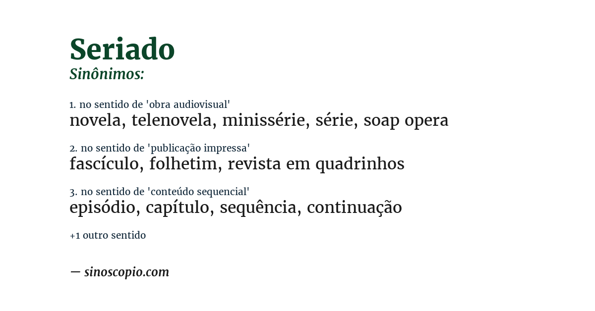 Sinônimo de seriado