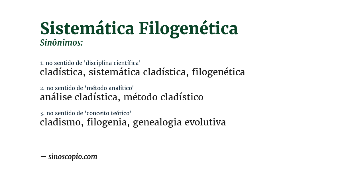 Sinônimo de sistemática filogenética
